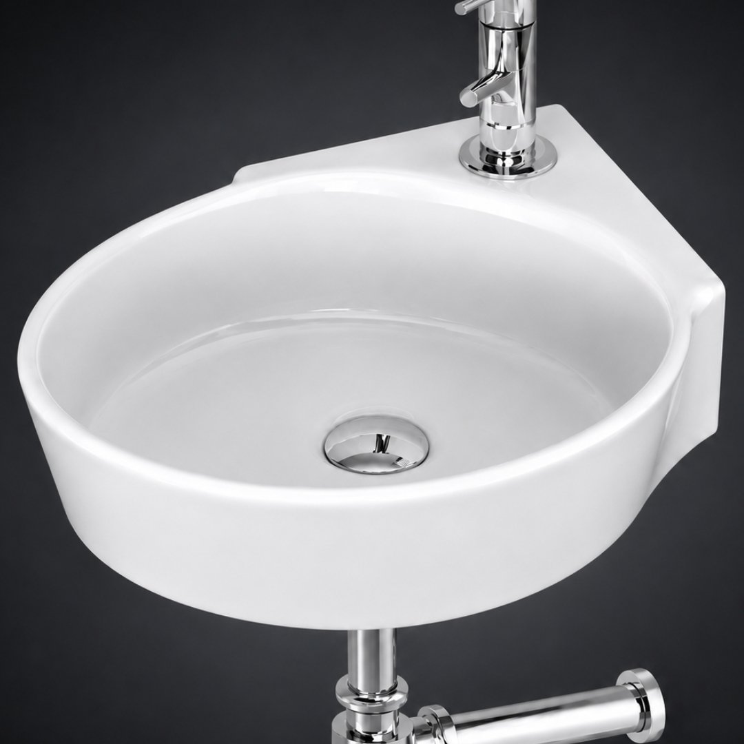 OVAL CORNER Wall Hung Basin Wash Basin - My Home Studio